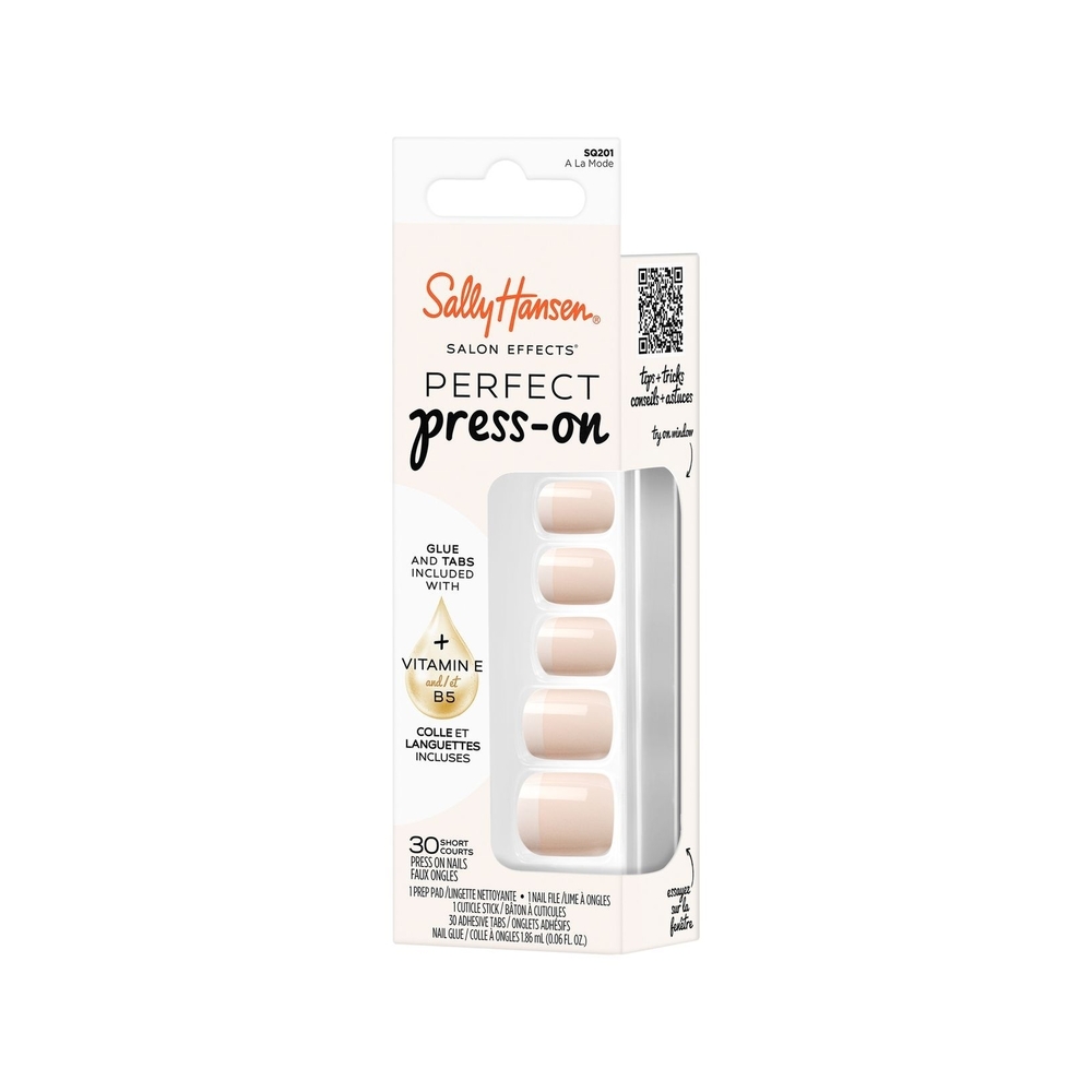 🌸3 For $18🌸 Sally Hansen Perfect Press-On Nails,"A La Mode" Short French Tip